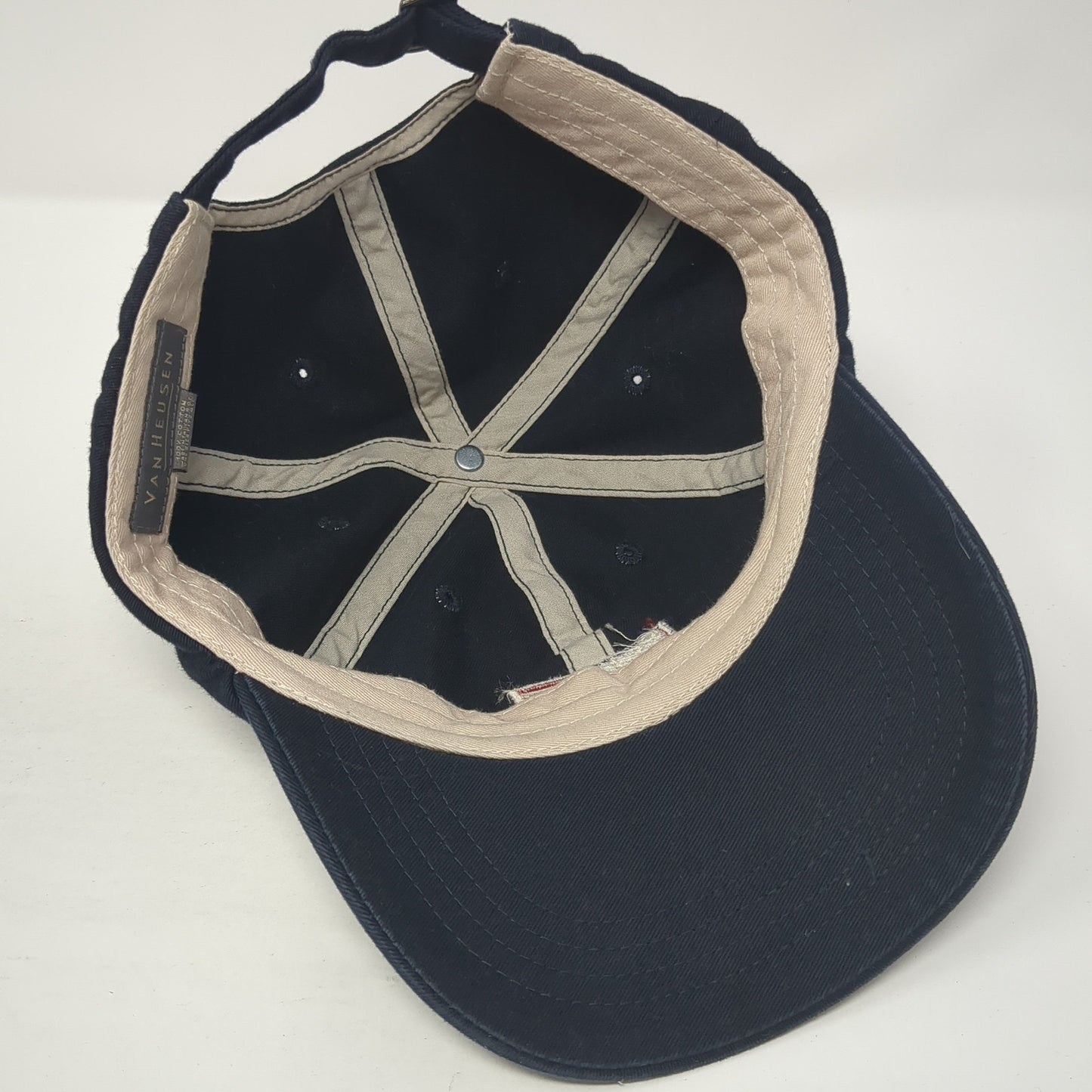 USA Flag Slideback Hat Blue One Size Adjustable Embroidered Van Heusen