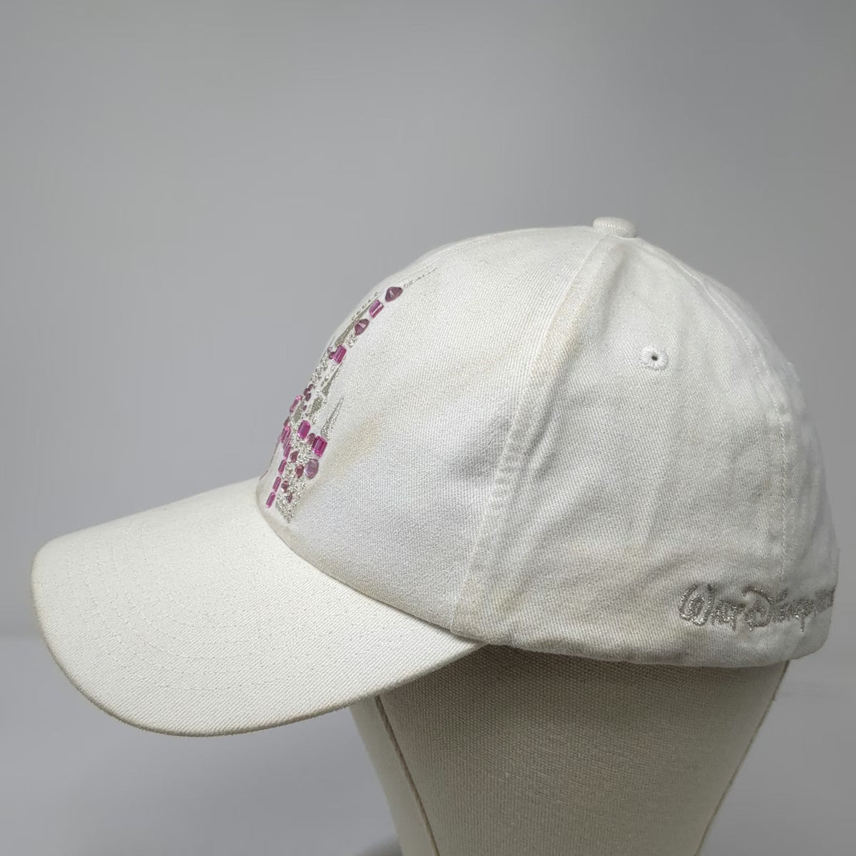 Disney Parks Baseball Cap White One Size Castle Rhinestone Magic Kingdom Hat