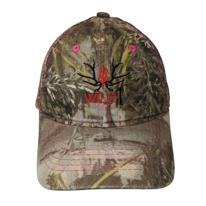 Wild Strapback Mesh Back Trucker Hat Camo One Size Hunting Signatures