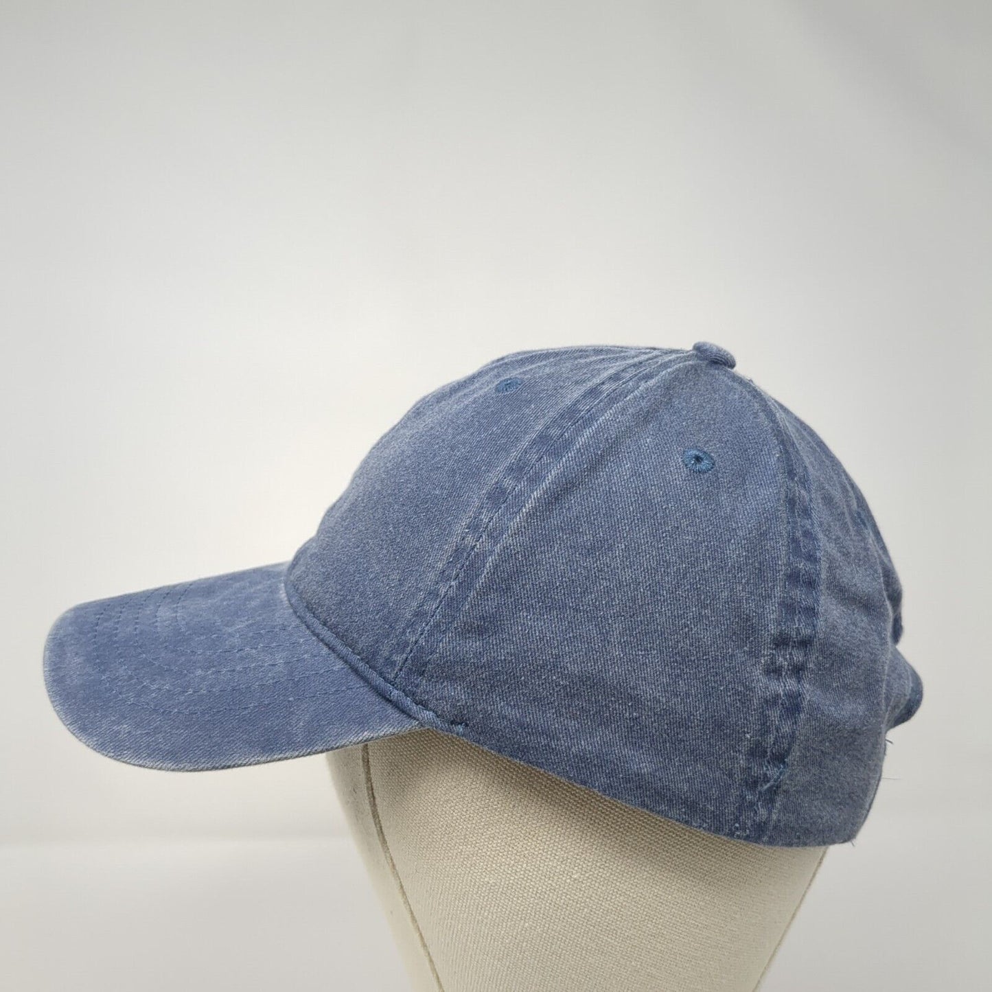 Unbranded Strapback Hat Blue One Size Adjustable Vented Holes 6 Panel Blank