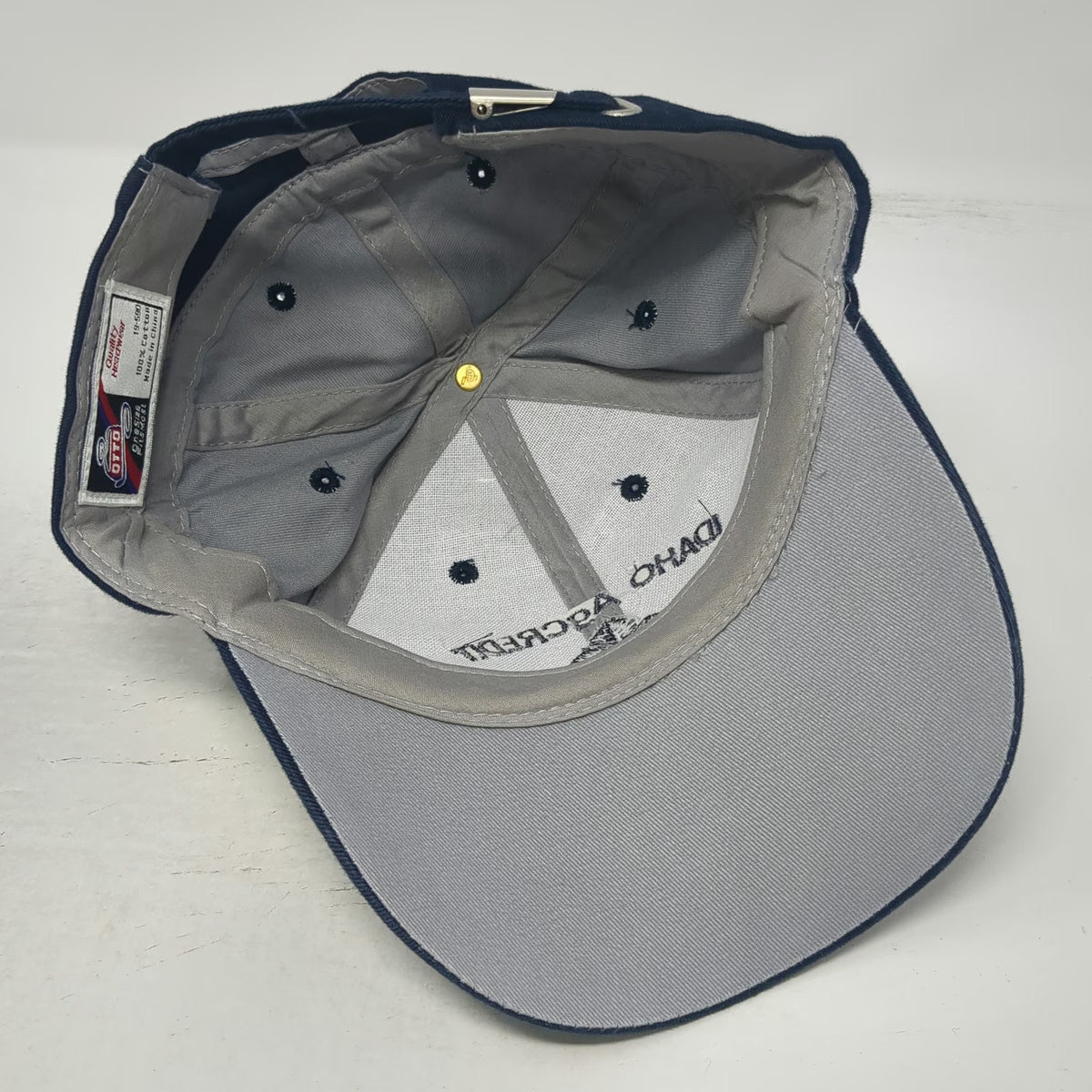 OTTO Baseball Cap Gray Blue OSFM Idaho AgCredit Slideback Hat Contrast Piping