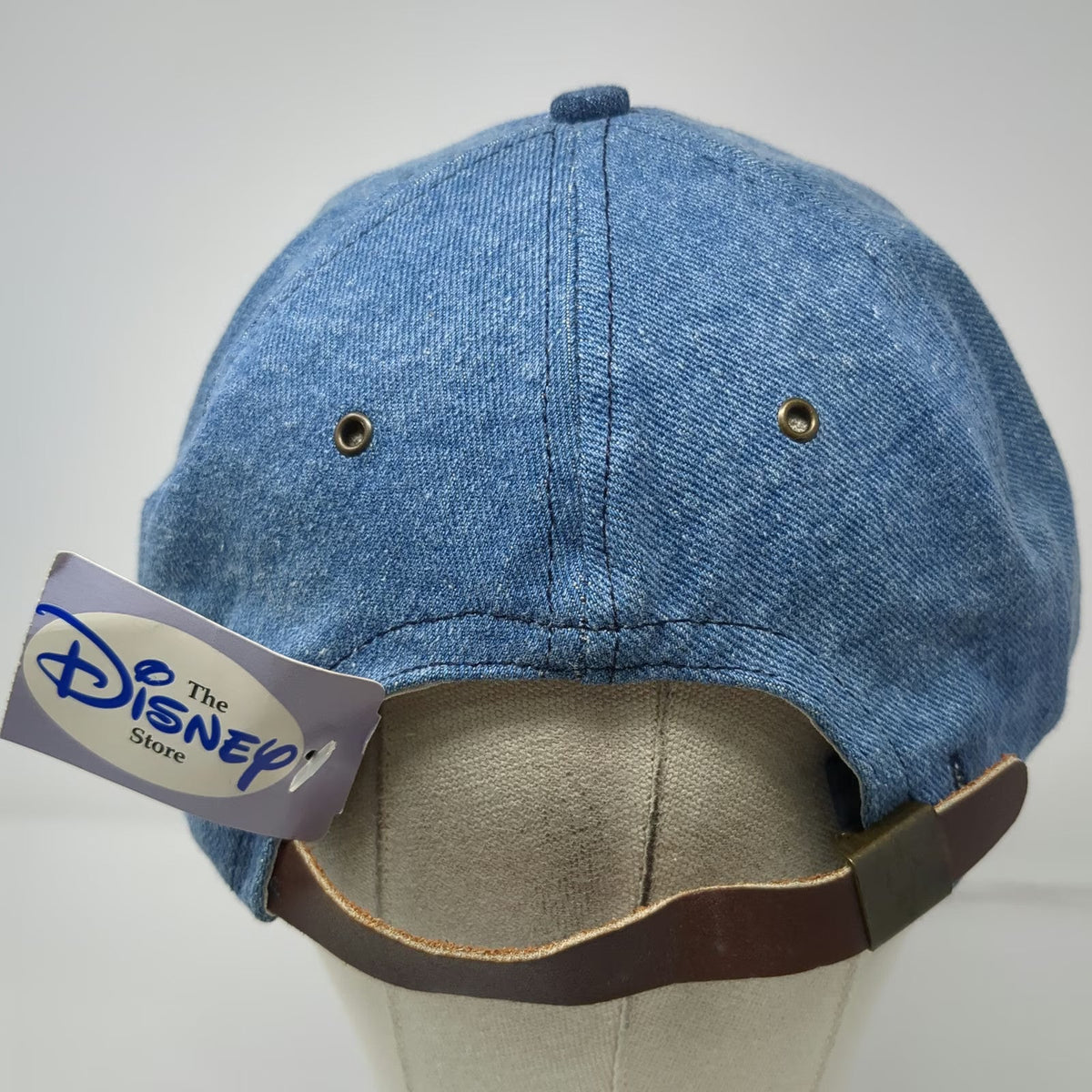 The Disney Store Baseball Cap Blue Mickey Mouse Leather Strapback Hat Vintage