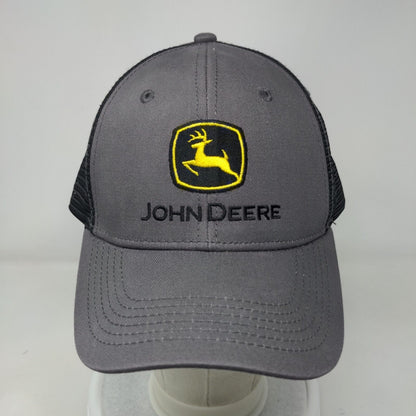 John Deere Snapback Hat Gray OSFA Mesh Trim Run Your World Colorblock