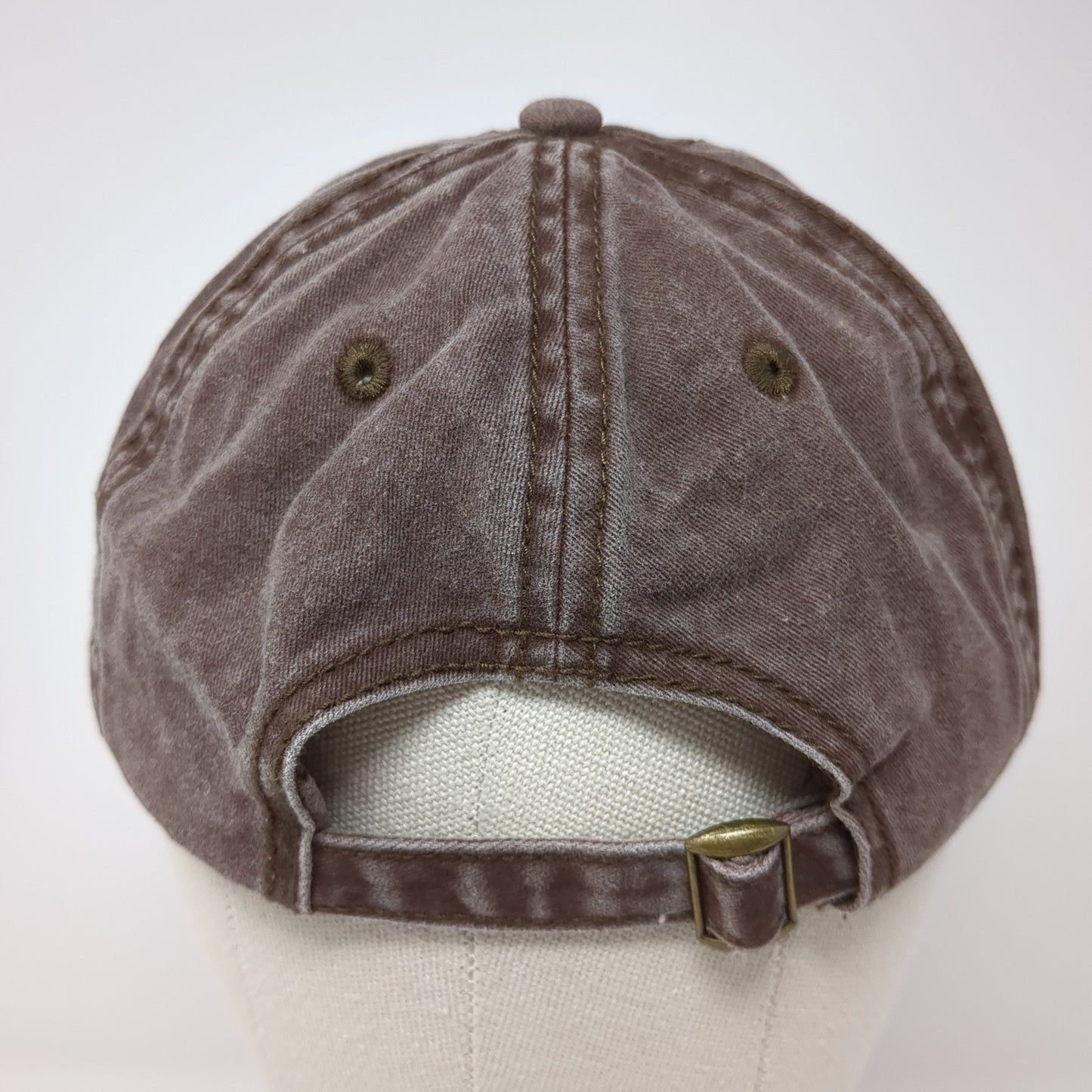 Camp More Worry Less Slideback Hat Brown One Size Solid Embroidered