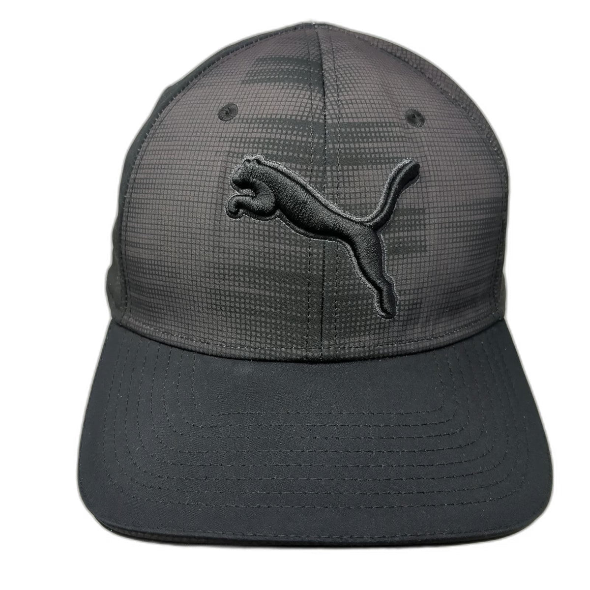 Puma Snapback Gray One Size Golf PWRCOOL Performance Jumping Cat Grid Logo Hat