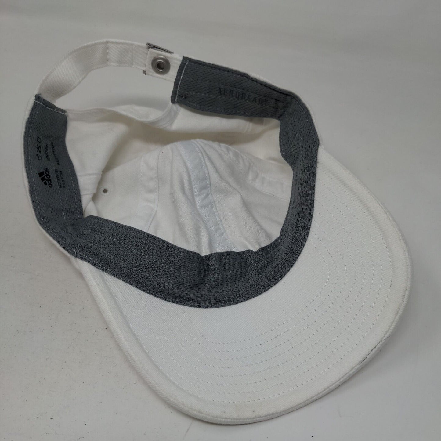 Adidas Aeroready Slideback Hat White One Size Embroidered 3 Stripes