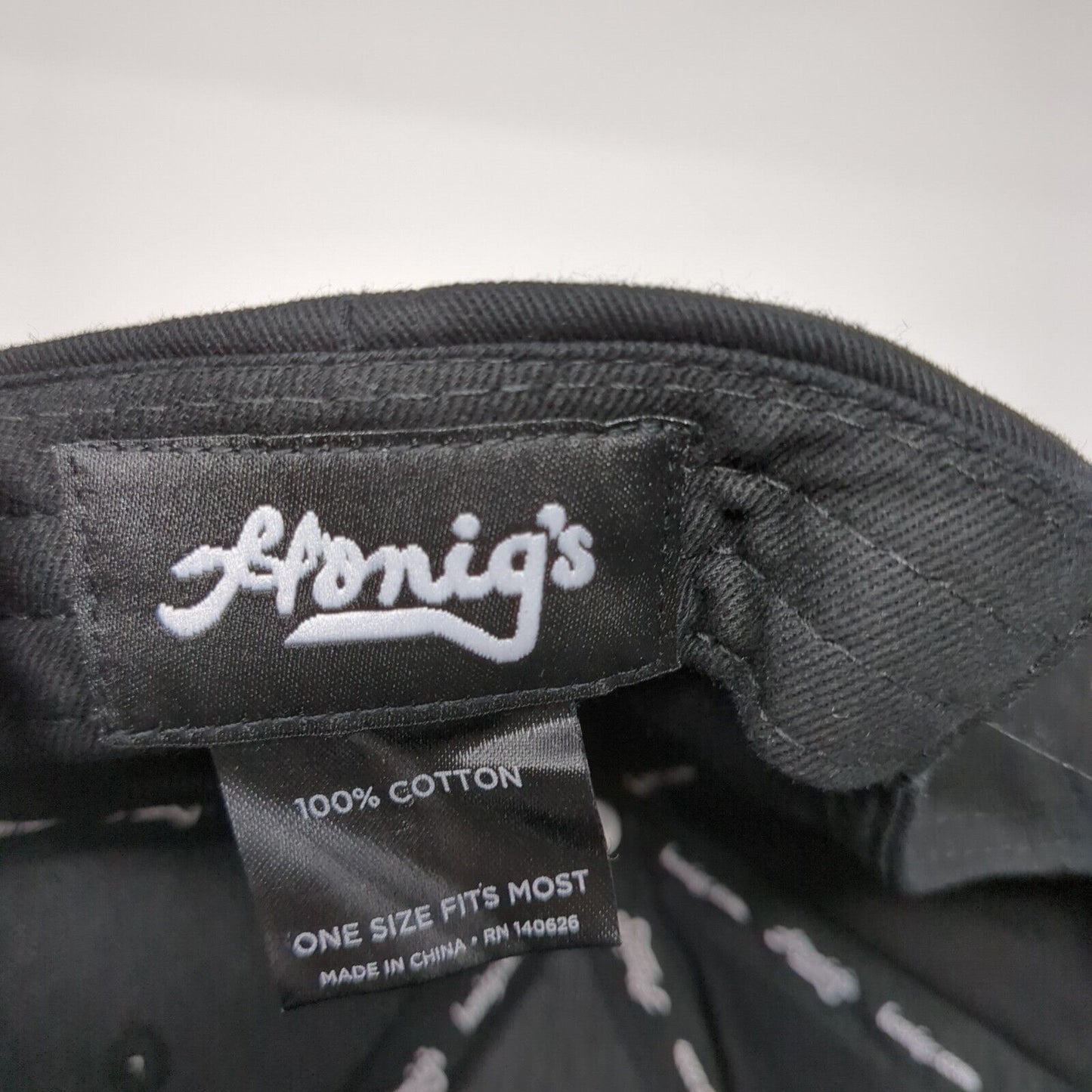 Honig's Leather Patch Snapback Hat Black One Size Adjustable 6 Panel