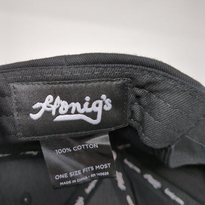 Honig's Leather Patch Snapback Hat Black One Size Adjustable 6 Panel