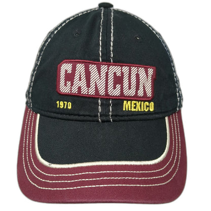 Caribbean Side Baseball Cap Black Red One Size Cancun Mexico 1970 Graphic Hat
