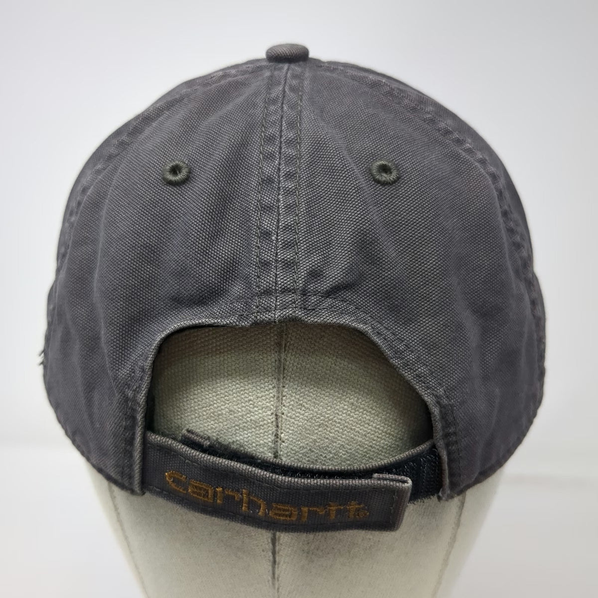 Carhartt Baseball Cap Gray One Size Leather Patch Strapback Canvas Workwear Hat