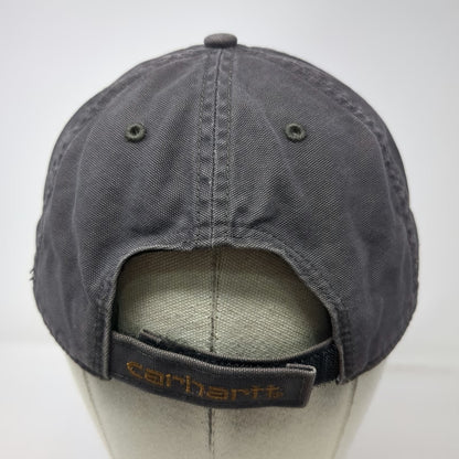 Carhartt Baseball Cap Gray One Size Leather Patch Strapback Canvas Workwear Hat