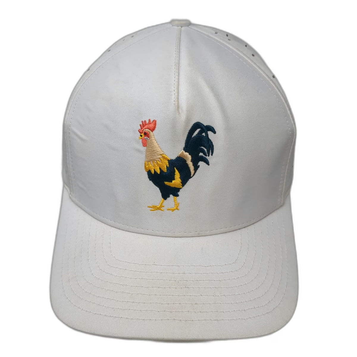 Waggle Trucker Hat White One Size Rooster Embroidered Performance Snapback Golf