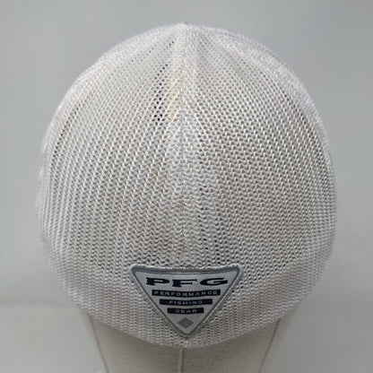 Fish Flag Patch Fitted Mesh Back Trucker Hat Gray L/XL Columbia PFG