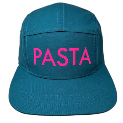 Pasta Ramen 5 Panel Blue Pink Hat One Size Slideback Graphic Text Underbrim