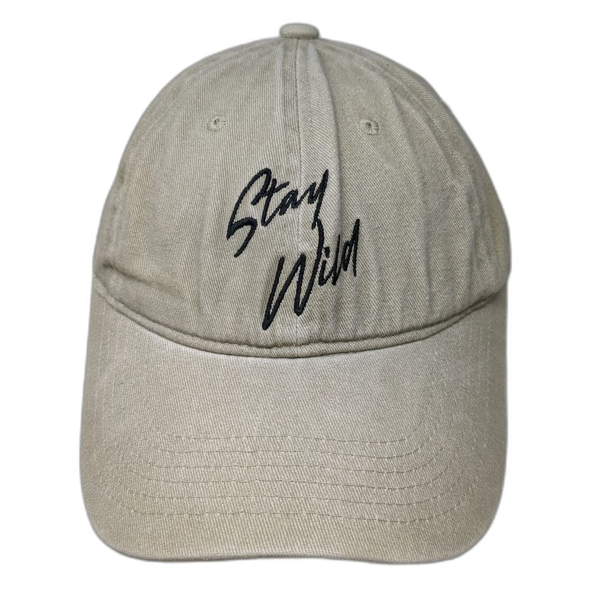 Atticus Baseball Cap Beige One Size Stay Wild Script Embroidered Hat Slideback