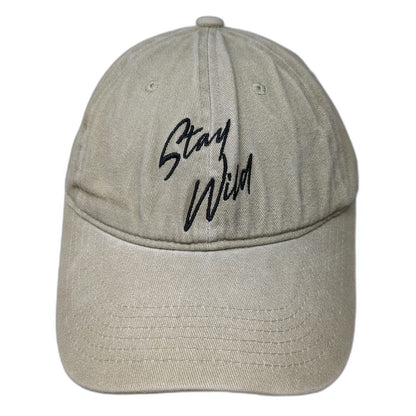 Atticus Baseball Cap Beige One Size Stay Wild Script Embroidered Hat Slideback