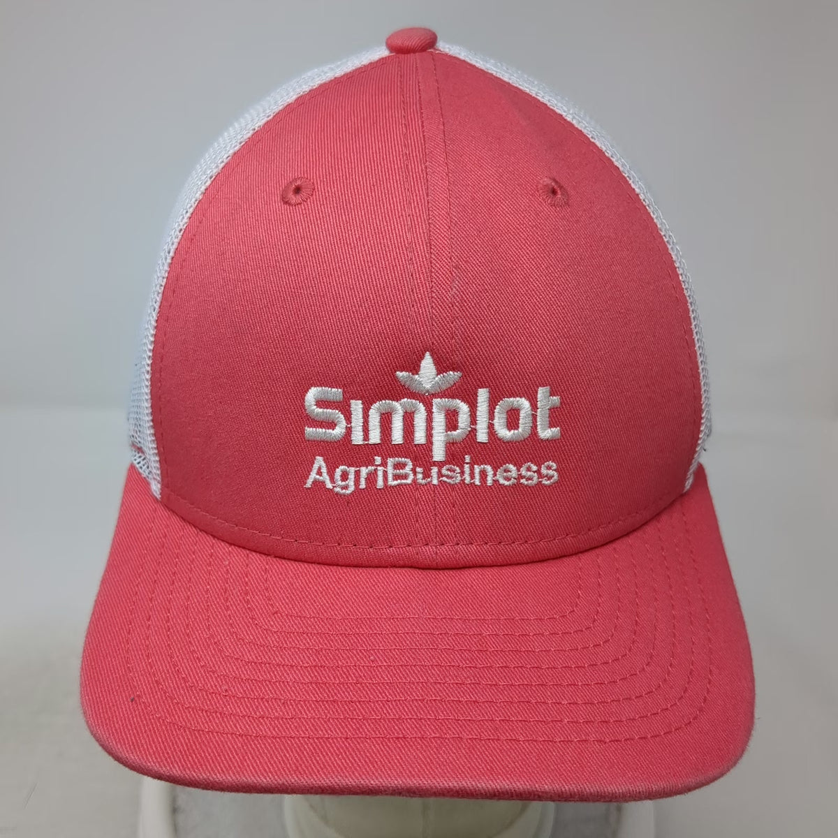 New Era Trucker Hat Pink White One Size Simplot Smoky Canyon Mine Snapback