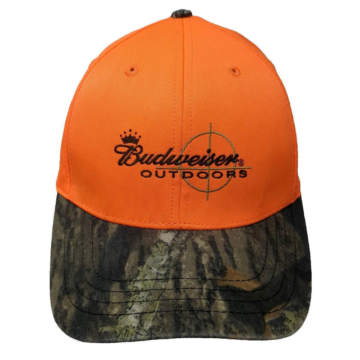 Budweiser Outdoors Baseball Cap Orange Green Brown 2006 Camo Hat Slideback Hunt