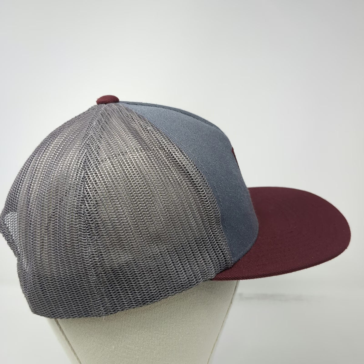 RVCA Trucker Hat Gray Red One Size Snapback Mesh Back Logo Patch Mid Fit Skate