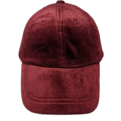 Microfur Baseball Cap Red One Size Plush Fuzzy Fleece Strapback Warm Soft Hat