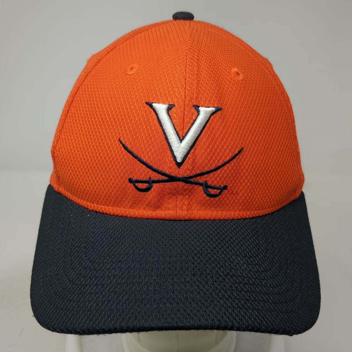 Virginia Cavaliers NCAA New Era Cap Orange Blue White M 39THIRTY Stretch Fit Hat