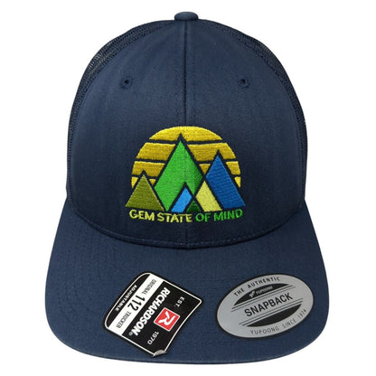 Gem State of Mind Snapback Trucker Hat Blue OS Adjustable Mesh Back Yupoong
