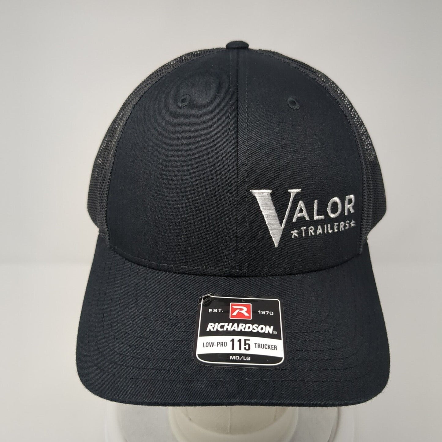 Valor Trailers Snapback Trucker Hat Black M/L Adjustable Mesh Back Richardson