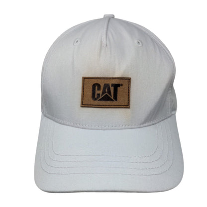 CAT Snapback Hat White One Size Adjustable Patch Logo Vented Holes 6 Panel