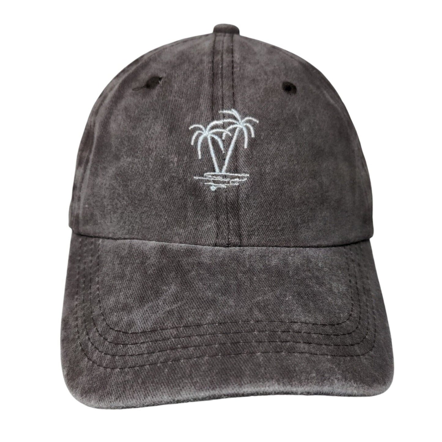Palm Tree Slideback Hat Brown One Size Embroidered Adjustable 6 Panel