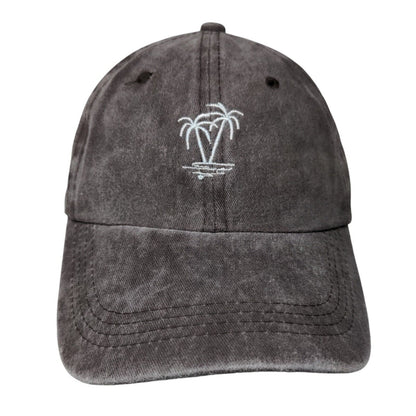Palm Tree Slideback Hat Brown One Size Embroidered Adjustable 6 Panel