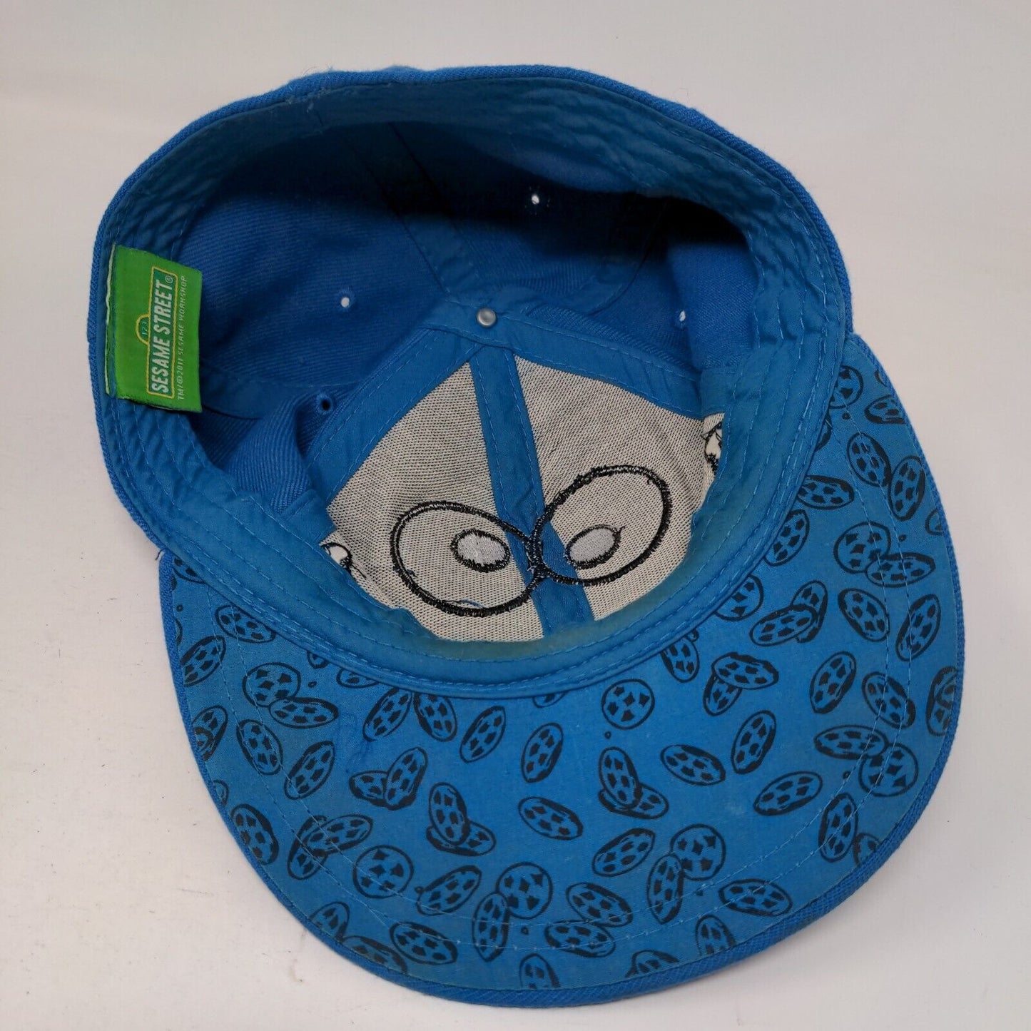 Sesame Street Cookie Monster Fitted Hat Blue S-M Embroidered 6 Panel