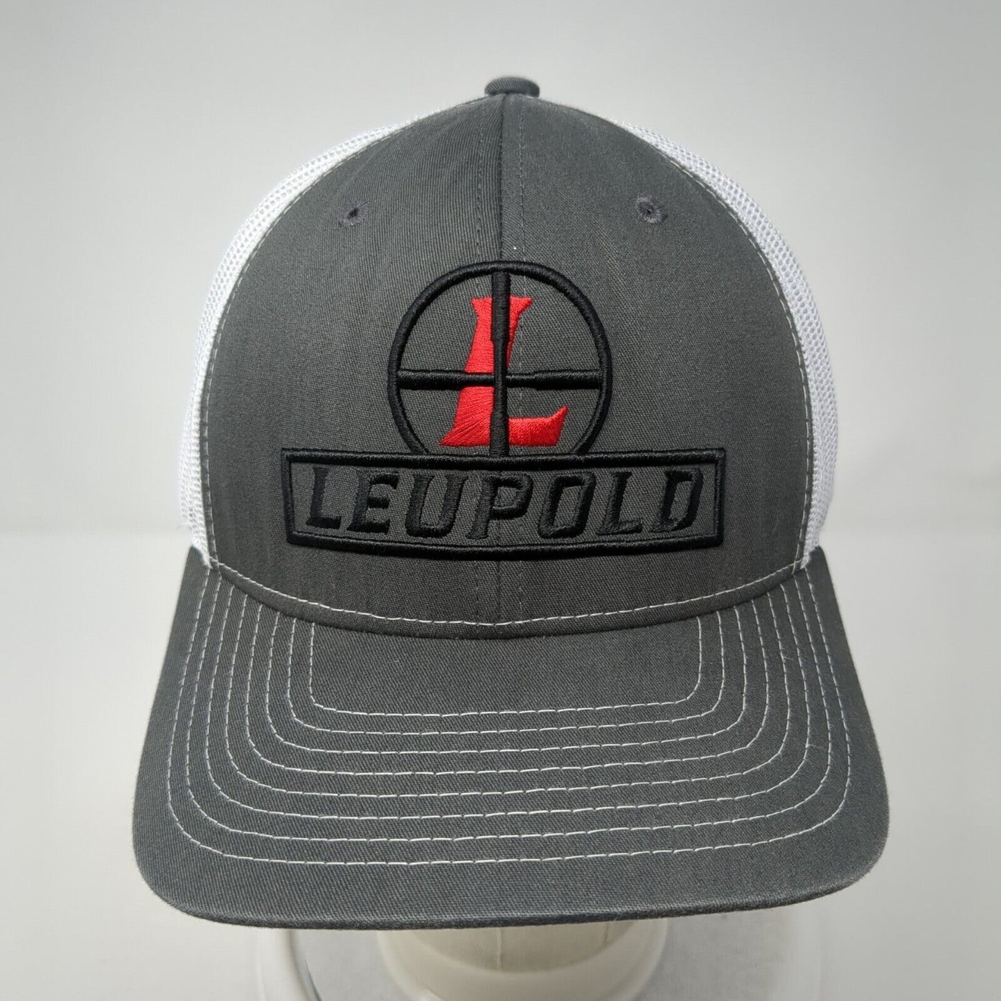 Leupold Snapback Trucker Hat Gray One Size Adjustable Embroidered Mesh Back