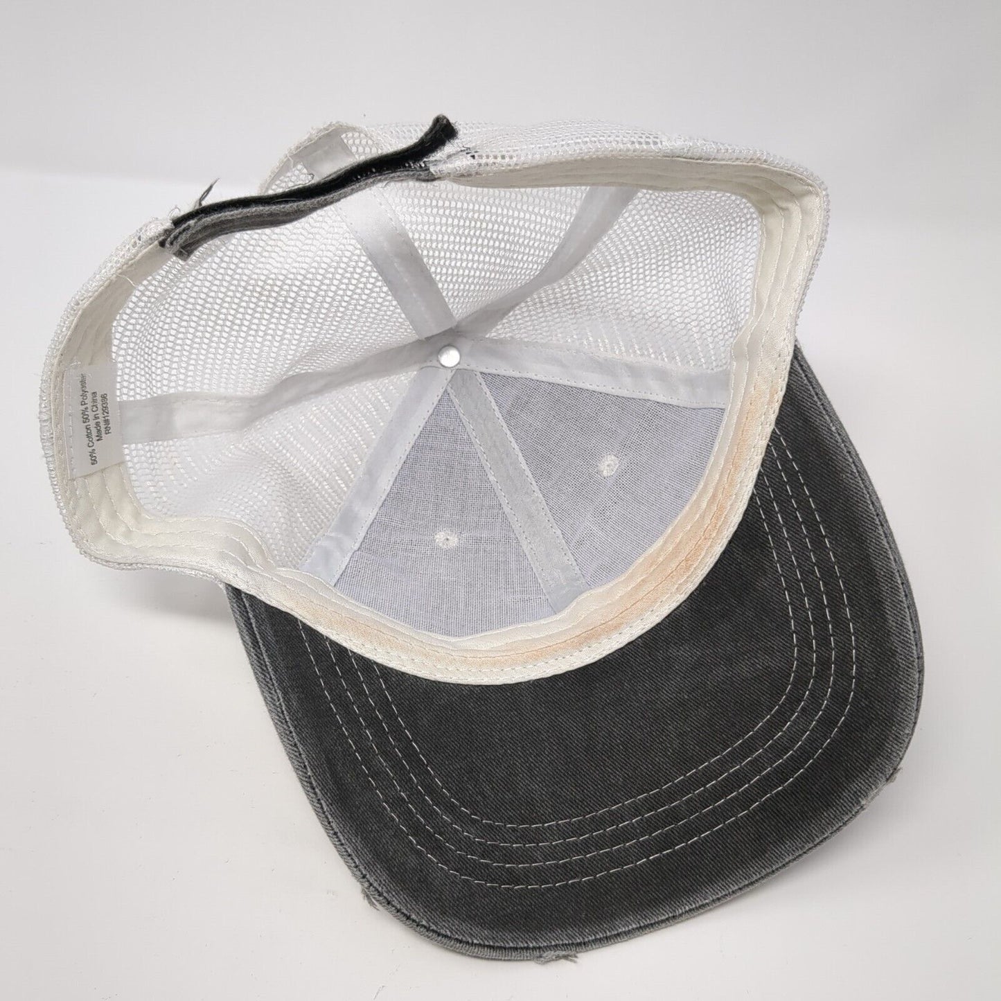 Bling Star Strapback Trucker Hat Gray One Size Adjustable Distressed Mesh Back