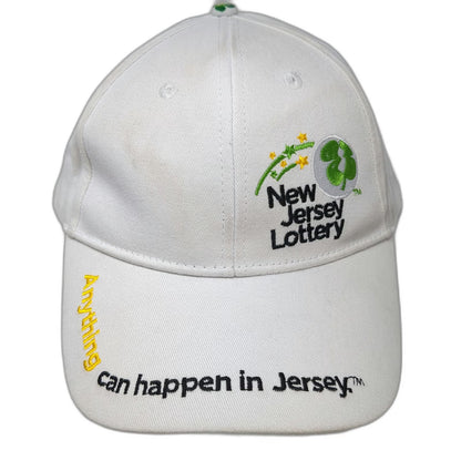 New Jersey Lottery White Baseball Cap OSFM Anything Can Happen In Jersey Logo