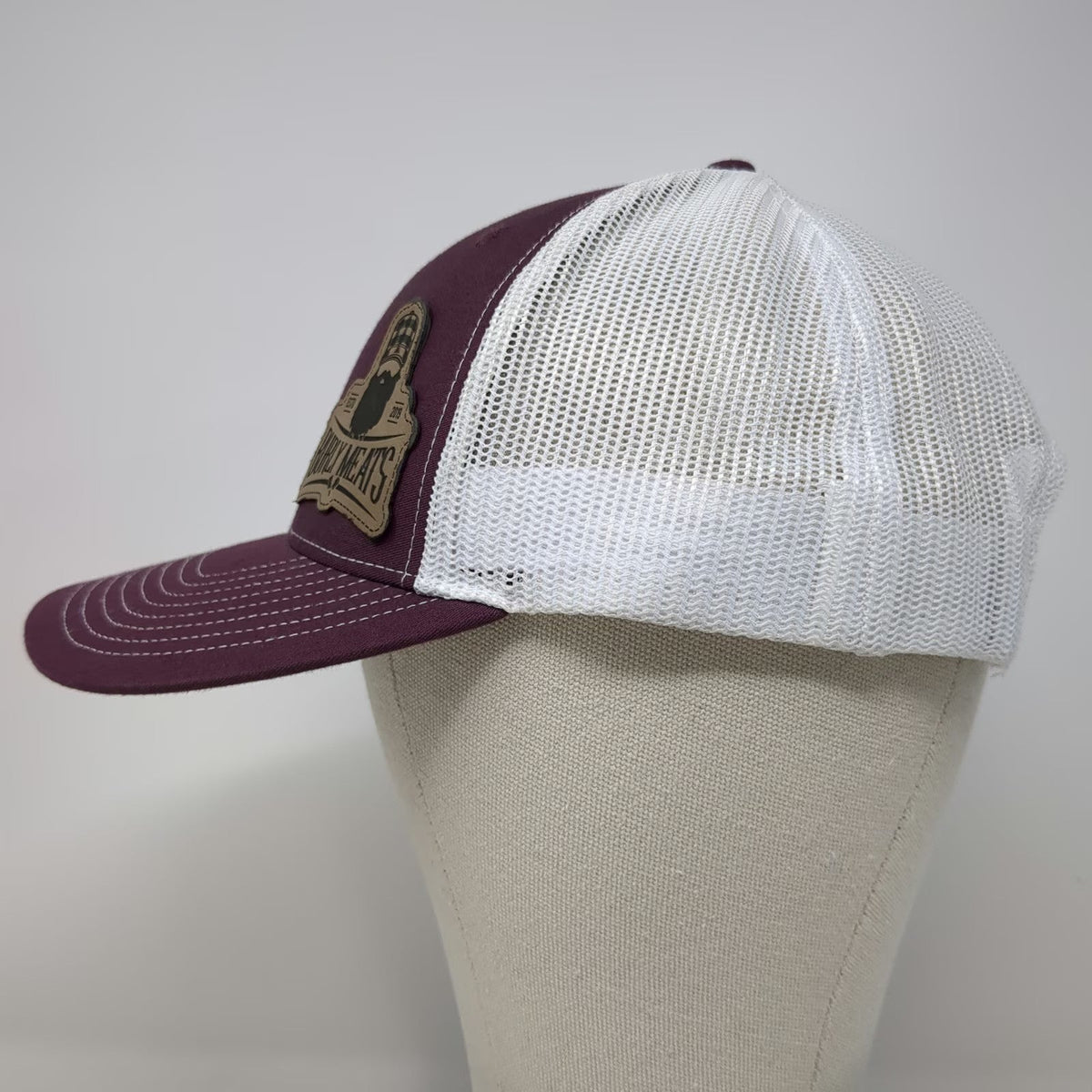 Richardson Red Trucker Hat One Size Burly Meats Patch Snapback Mesh Back 112 Cap