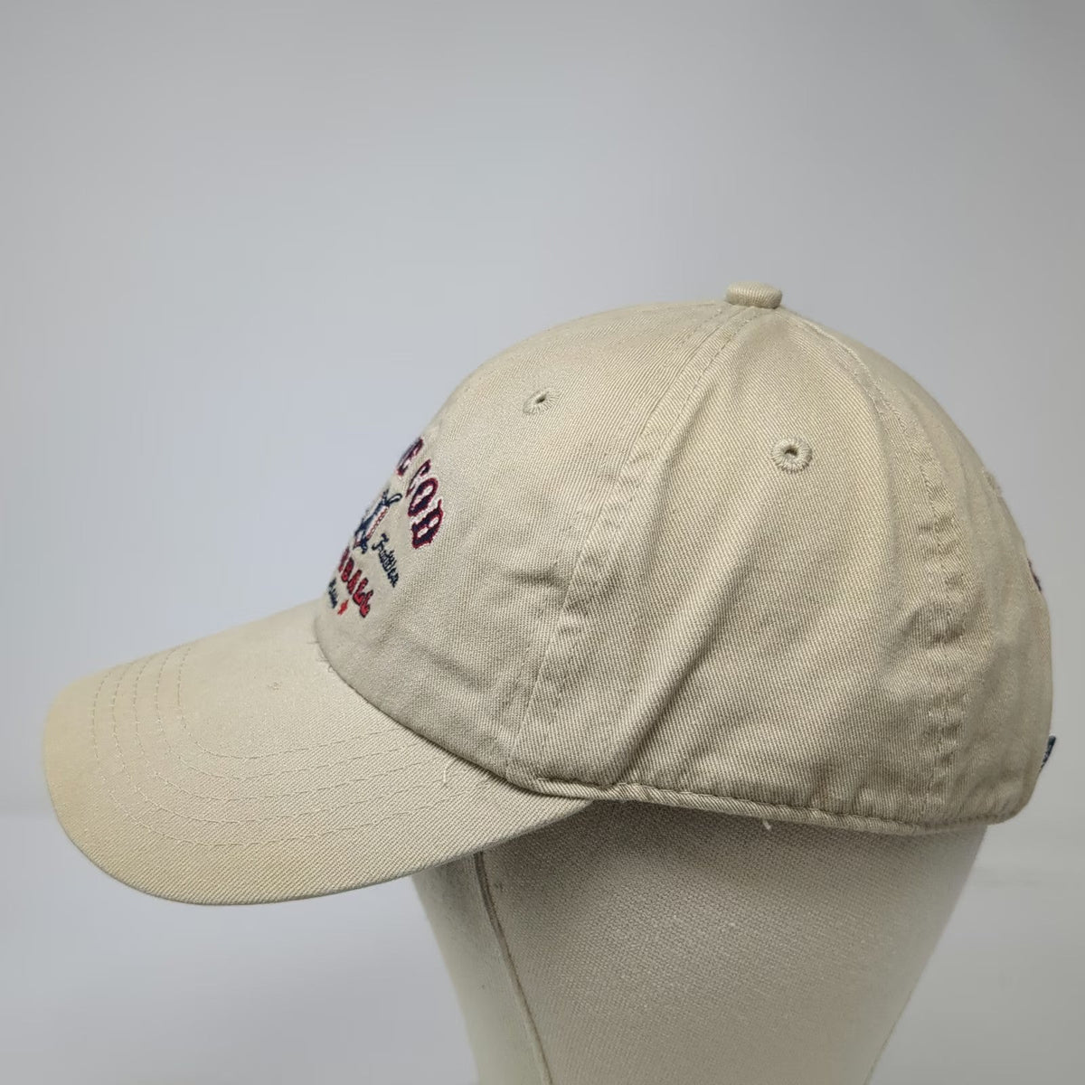 Cuffys Cape Cod Baseball Cap Beige One Size Adjustable Slideback Hat Embroidered