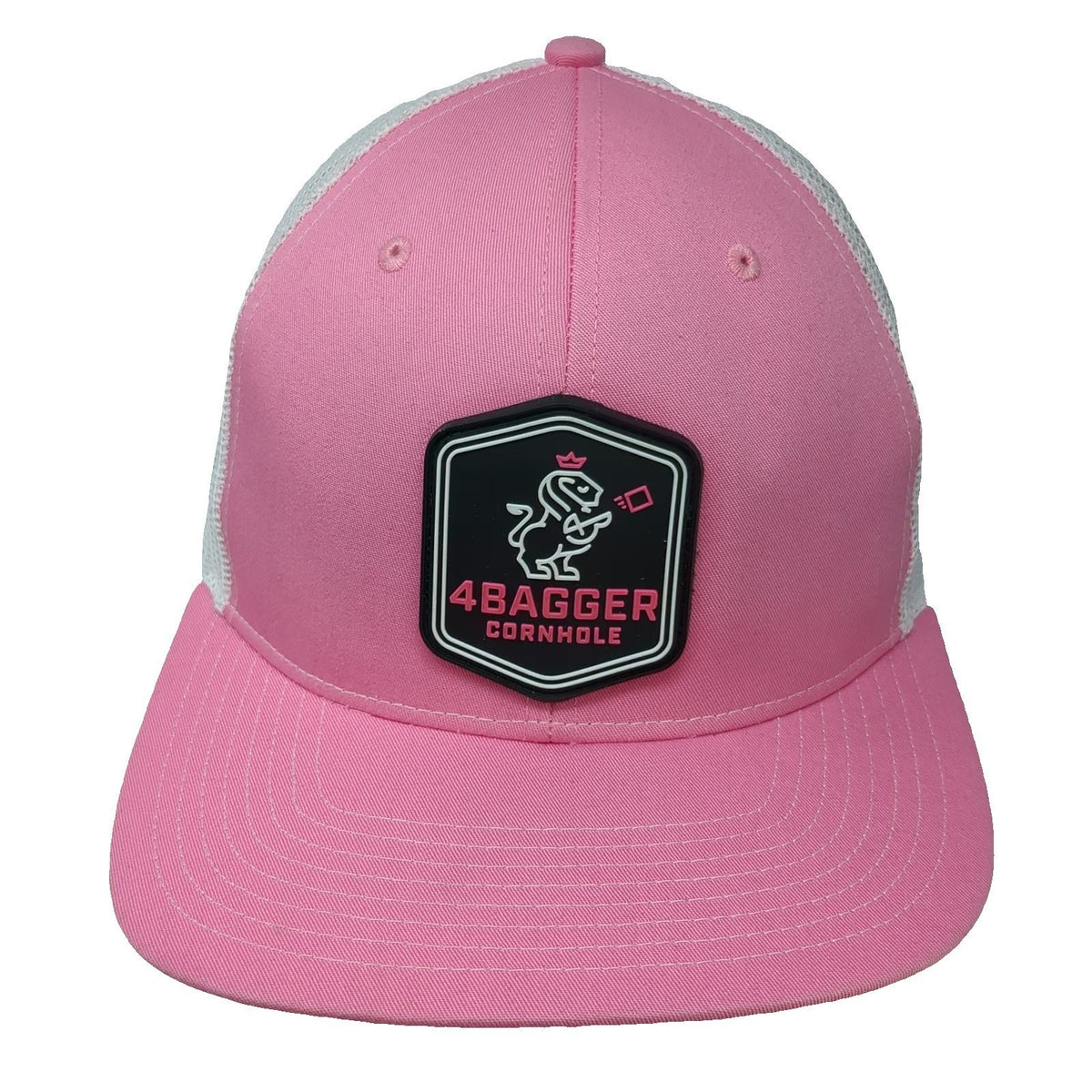 Richardson Trucker Hat Pink White One Size Mesh Snapback 4Bagger Cornhole Lion