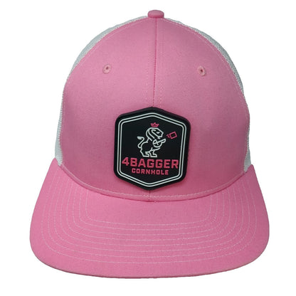 Richardson Trucker Hat Pink White One Size Mesh Snapback 4Bagger Cornhole Lion