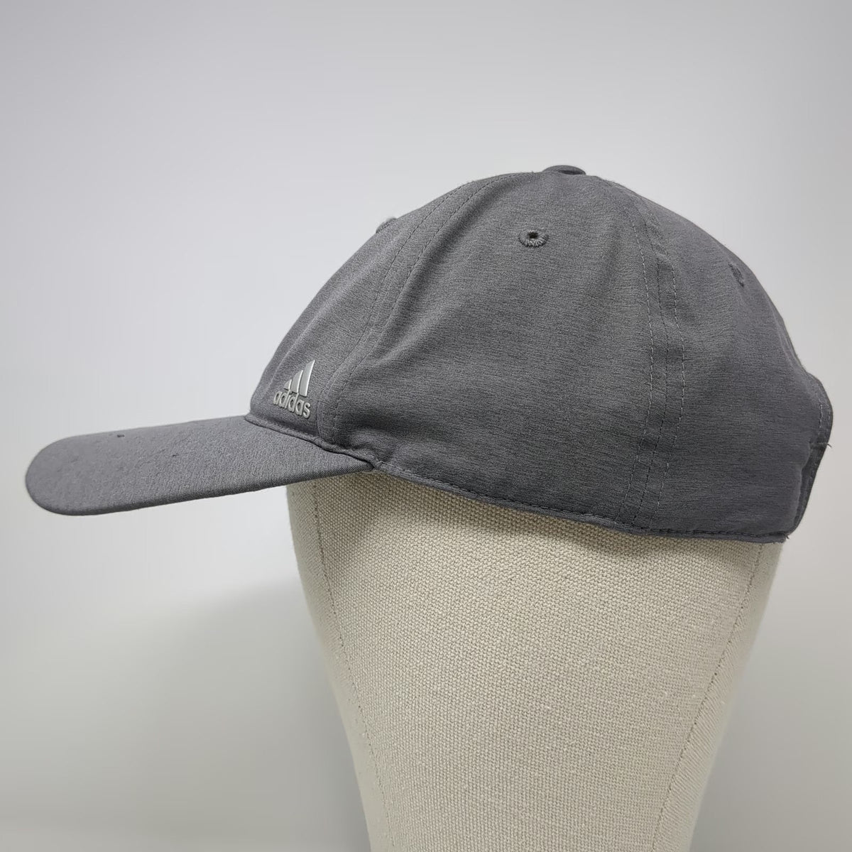 Adidas Baseball Cap Gray One Size Silver Logo Polyester Slideback Golf Sport Hat