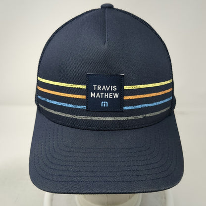 Travis Mathew Trucker Hat Blue One Size Snapback Mesh Horizontal Stripes Golf