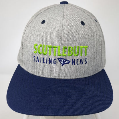 Yupoong Snapback Hat Gray Blue One Size Scuttlebutt Sailing News Flat Brim Green