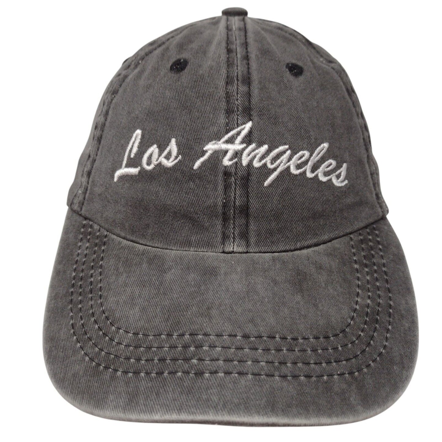 Los Angeles Strapback Hat Gray One Size Embroidered Adjustable Solid