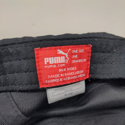 PUMA Strapback 5 Panel Hat Black One Size Adjustable Solid Vent Holes