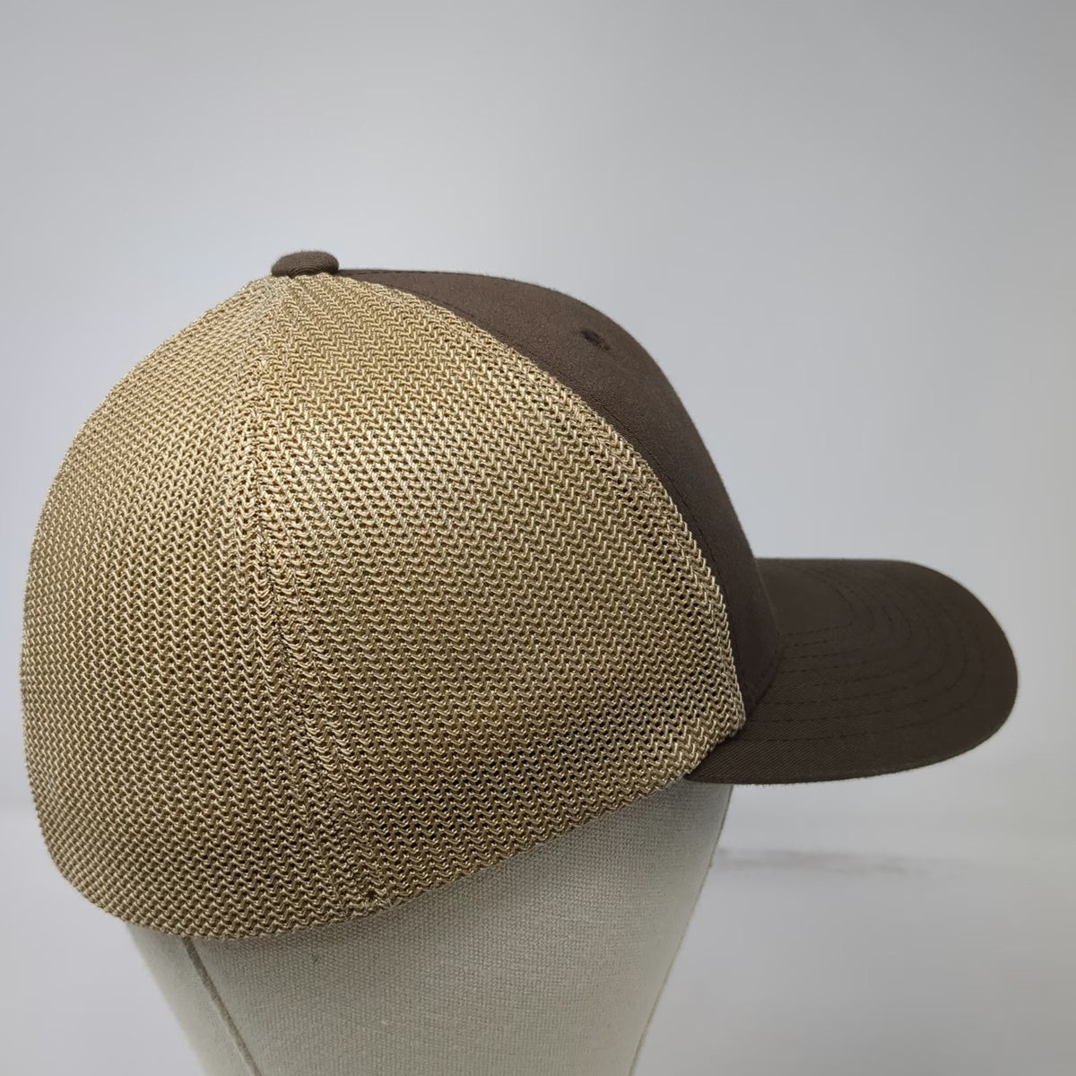Port Authority Brown M Baseball Cap Hat Mesh Back Flexfit YMC Mechanical Logo