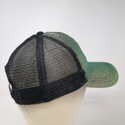 Trucker Hat Green Purple One Size Iridescent Crackle Metallic Mesh Back Hat