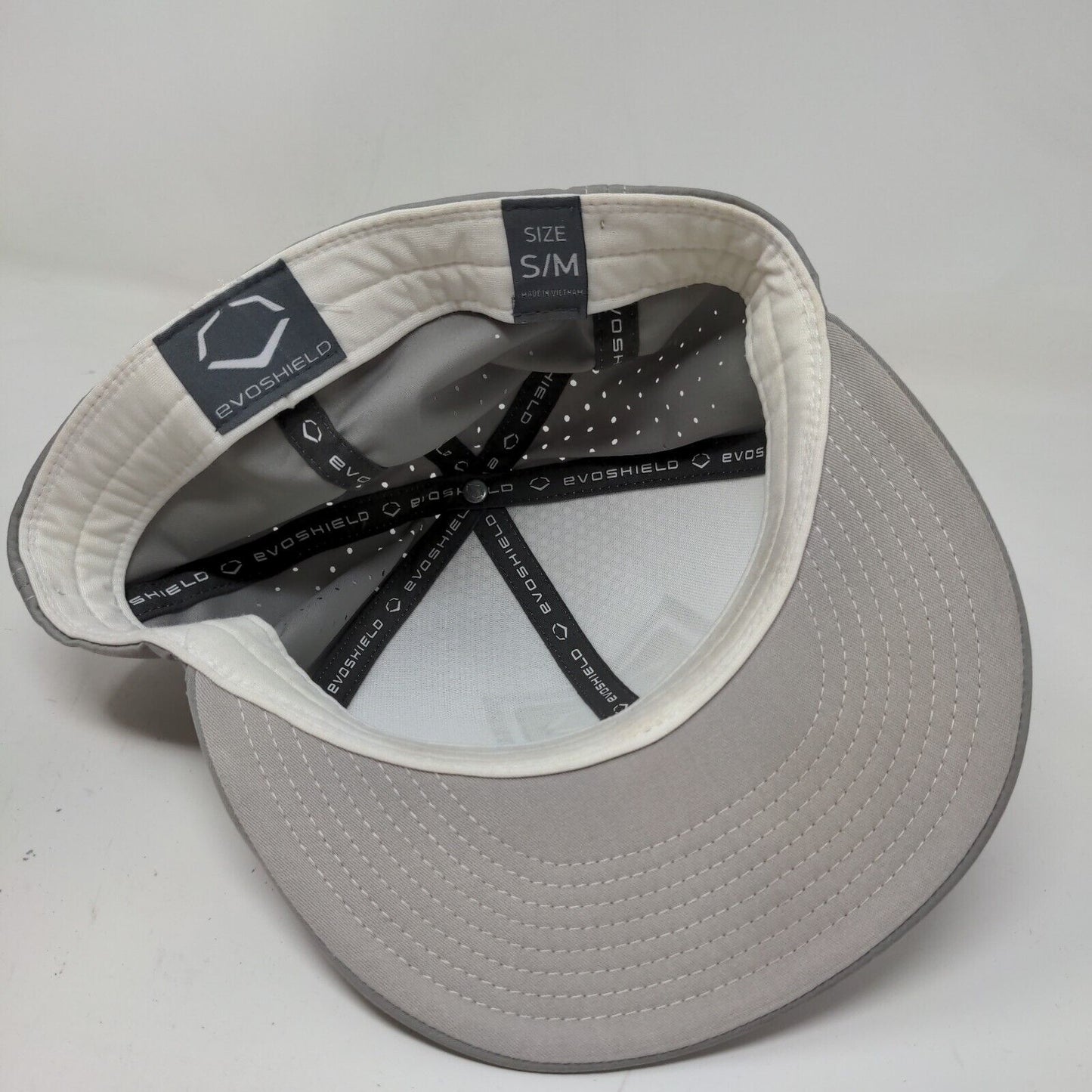 Evoshield Men's Fitted Hat Gray White Size S/M Embroidered Logo Poly Spandex