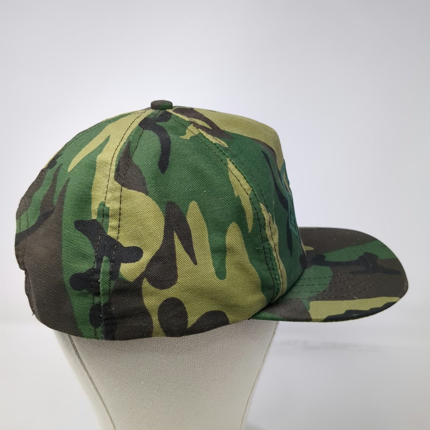 Trucker Green Camo Ranger Hat OS Snapback Made in USA Woodland Military Vintage