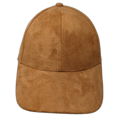 Baseball Cap Brown One Size Suede Strapback Solid Plain Blank Curved Brim Hat