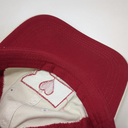 Ahead Baseball Cap White Red One Size Montana Heart State Distressed Patch Hat