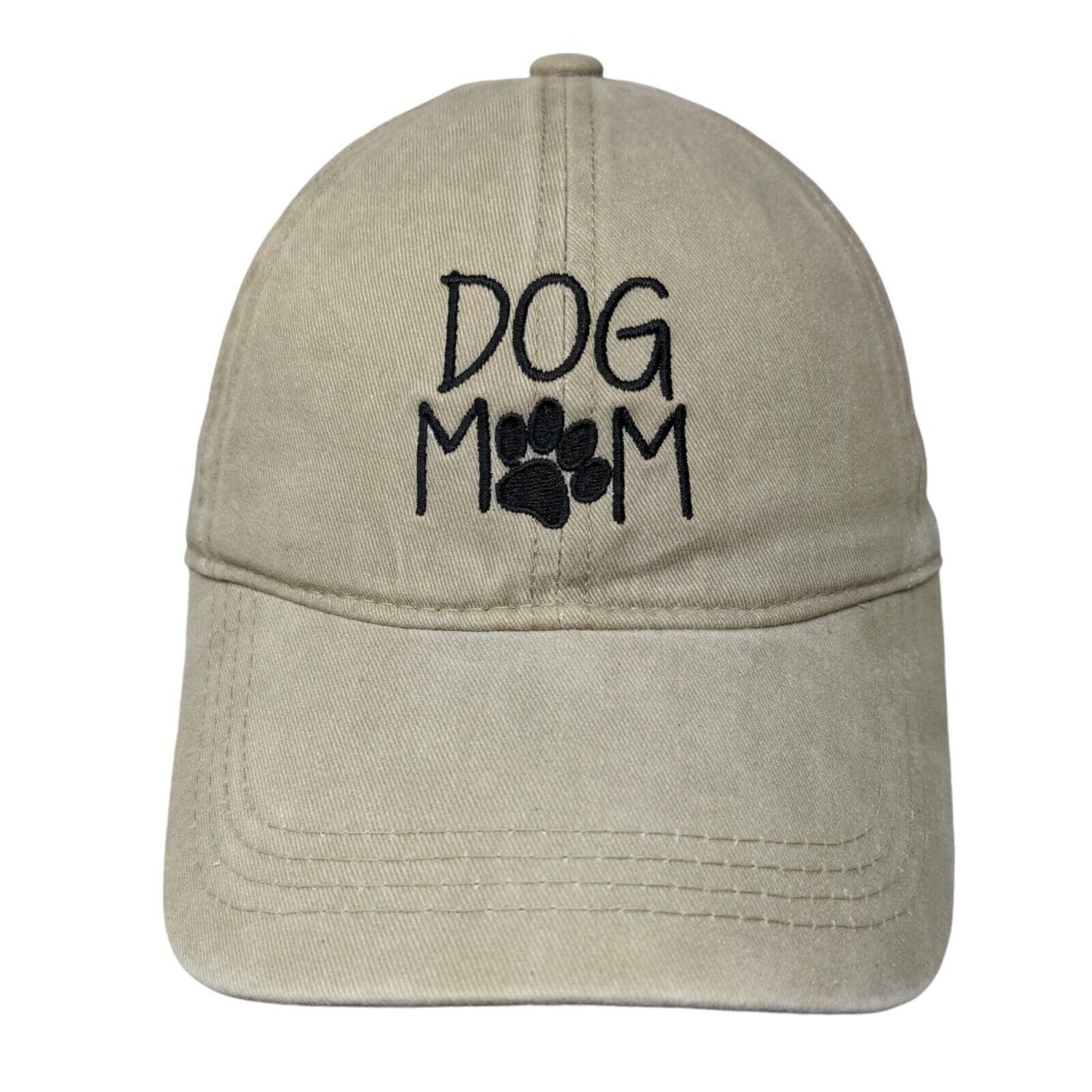 Dog Mom Slideback Hat Tan OSFM Embroidered Paw David And Young